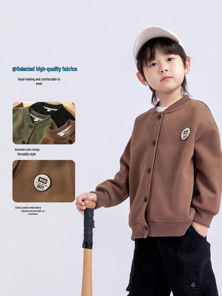 Chłopięca kurtka bejsbolowa w stylu koreańskim na jesień 2025 - Moda uczelniana, kardigan z długim rękawem