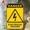 1pc Vintage Electrical Hazard Warning Sign 8x12in Metal Plaque Retro Safety Decor for Garage Bar Restaurant Door