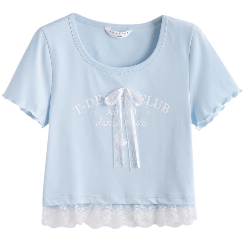 TonLion Women s 2026 Summer Bowknot Short Sleeve T-Shirt M