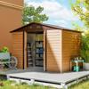 9 x 6ft Galvanised Steel Shed - Brown Wood-Effect