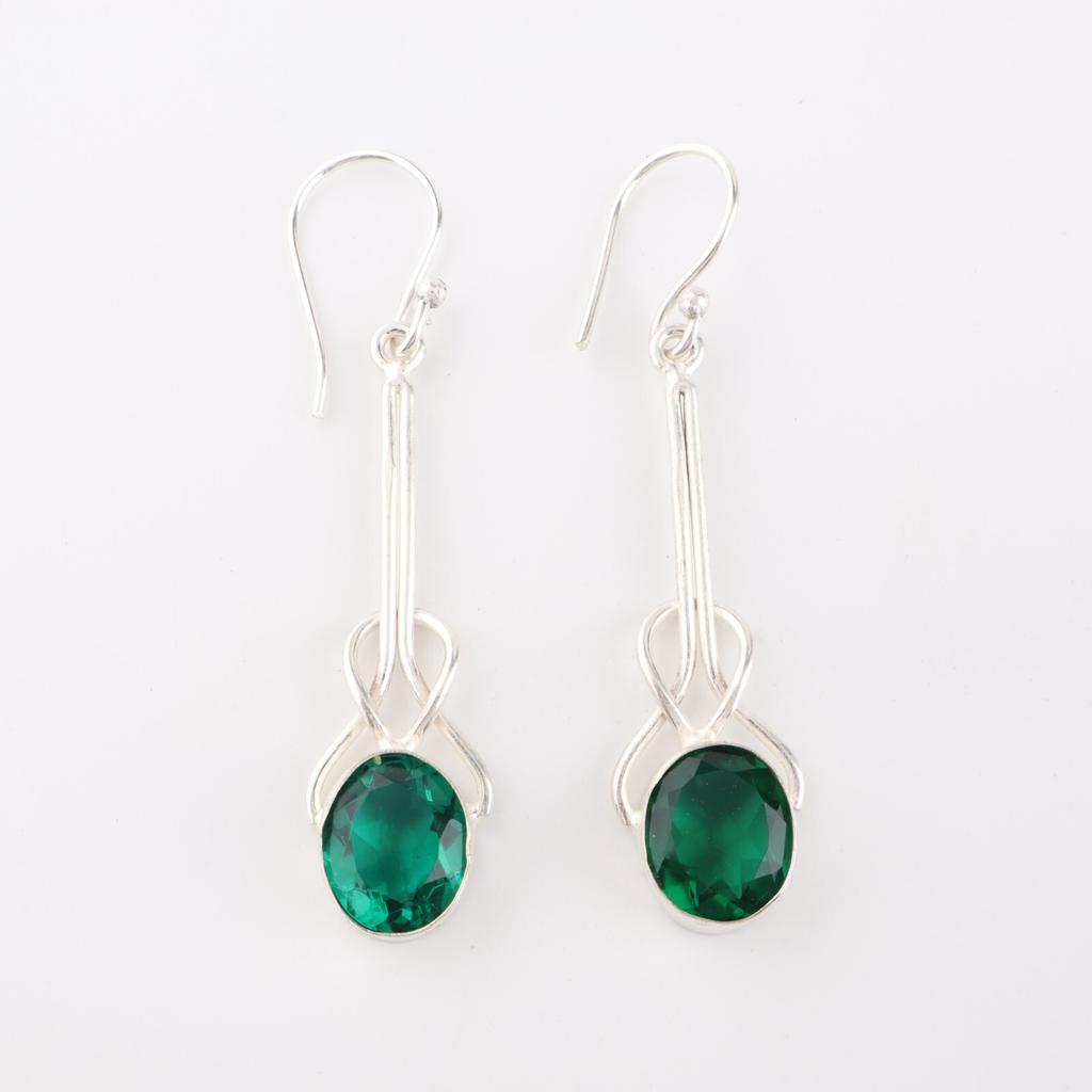 Chrome Diopside Gemstone 925 Sterling Silver Jewelry Handcrafted Earrings 1.76" EE-171-6
