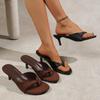 Temperament high-heeled flip-flops shoes women's shoes wear summer black with skirt sandals