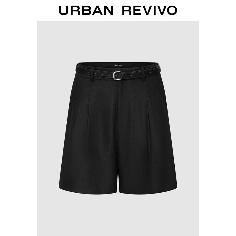 UR2026 Women's Summer Belted High-Waist Linen Blend Shorts