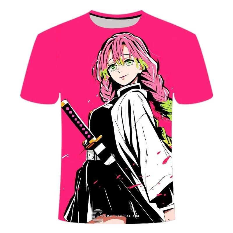 Demon Slayer Kanroji Mitsuri Anime Manga T-Shirt Tee Sports Short Sleeve Polyester 3XL