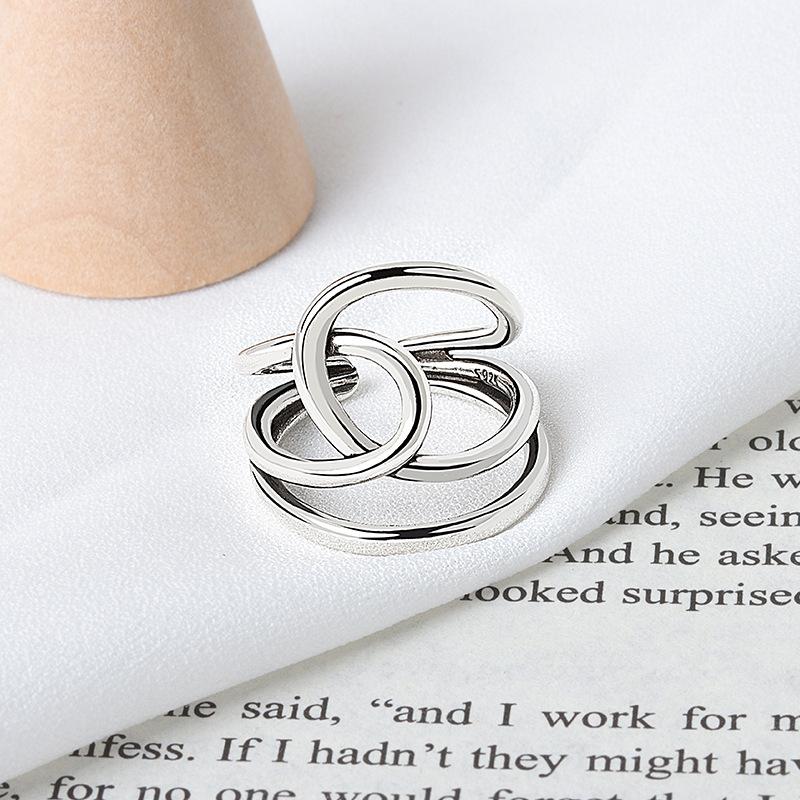 Fashion Personalized Index Finger Ring Niche Design Geometric Twist Open Ring Temperament Retro Couple Ring for Girlfriend Simple Geometric Ring