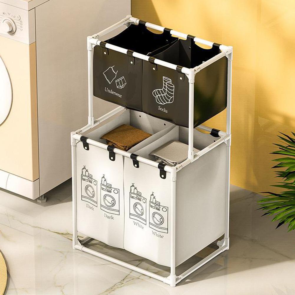 Laundry Sorter Basket Dirty Clothes Hamper 2/3 Layer Clothing Storage Rack Waterproof Clothing Sorting Basket for Laundry Room