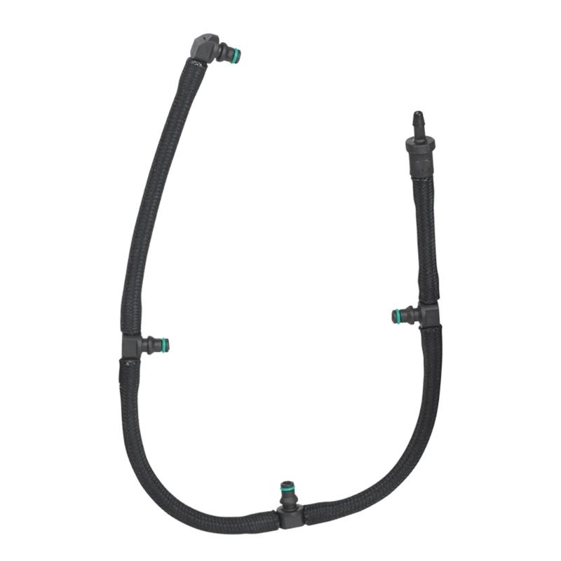 Black Plastic Fuel Return Hose Assembly WE011349Y for Vehicle Fuel Line Service, Molded Return Hose for Engine Bay Replacement and Repair Work