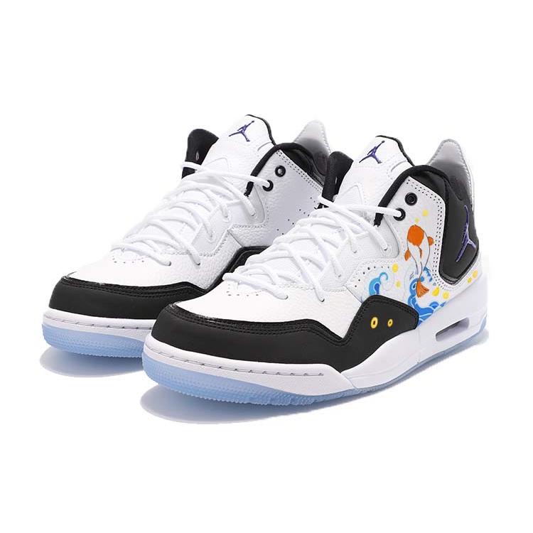 Jordan Courtside 23 Slip Resistant Abrasion Resistant Mid top Vintage Basketball Shoes GS Black White AR1002-104(Team181-)