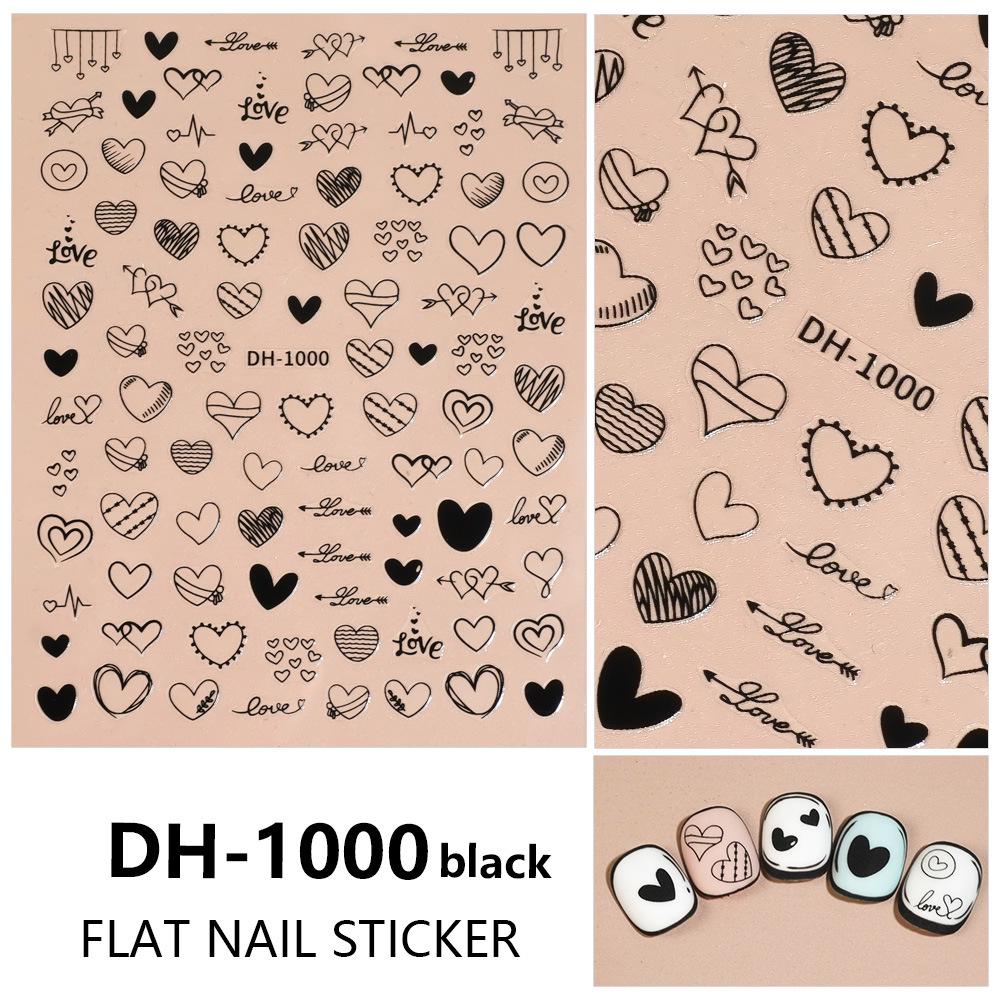 Redanco3D Hot Cartoon Nail Stickers - Cute Gold & Silver Heart Decals DH-1001