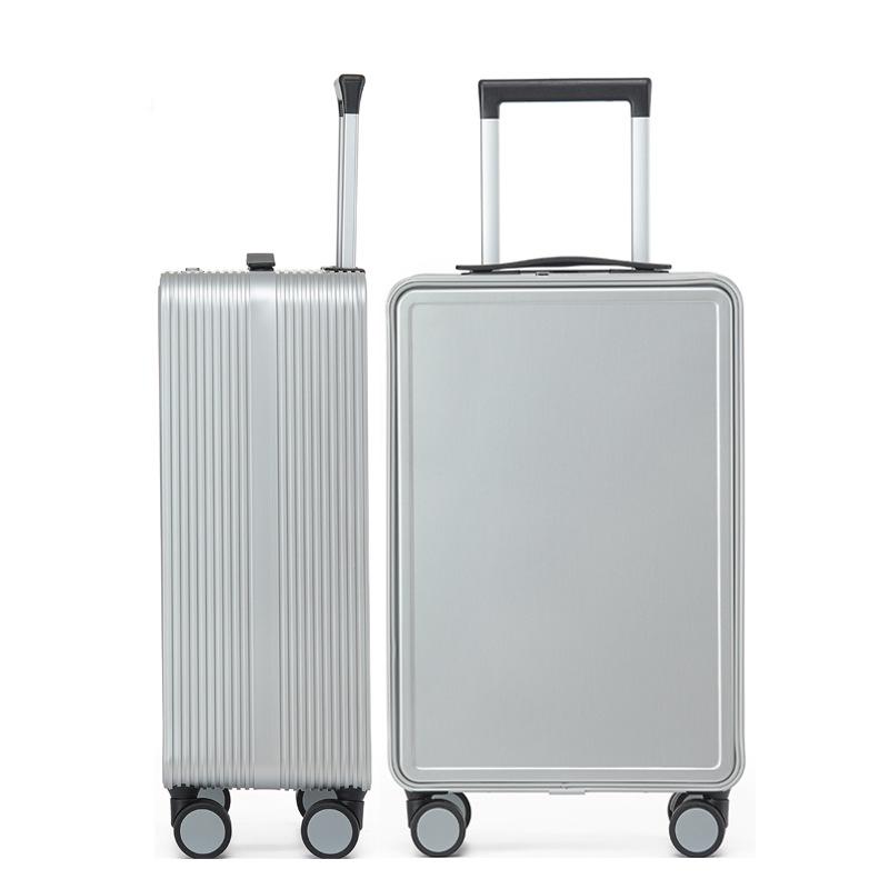 20-Inch Front-Opening Carry-On Trolley with Laptop Compartment, Aluminum-Magnesium Alloy Suitcase