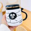 Personalized Mirror Cup with Lid Cartoon Monster Ceramic Mug Dustproof Gift Box Water Cup Home Set Office
