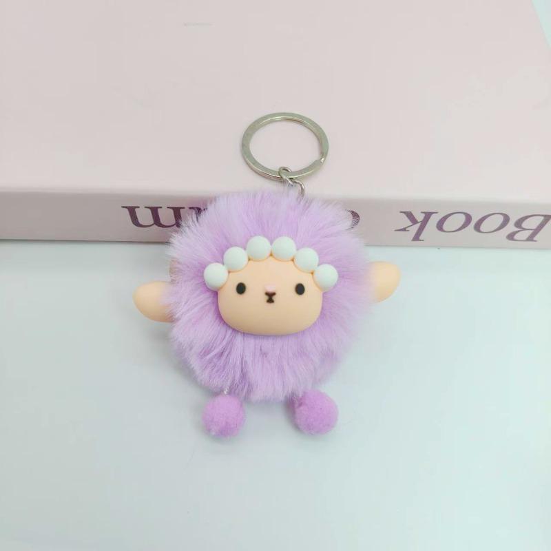 Creative plush cartoon sheep fur ball plush keychain pendant doll doll school bag pendant