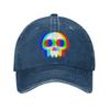 Funny Skull Trippy Vaporwave Halloween Baseball Caps Retro Distressed Washed Techno Rave EDM Snapback Hat Outdoor Adjustable Hat
