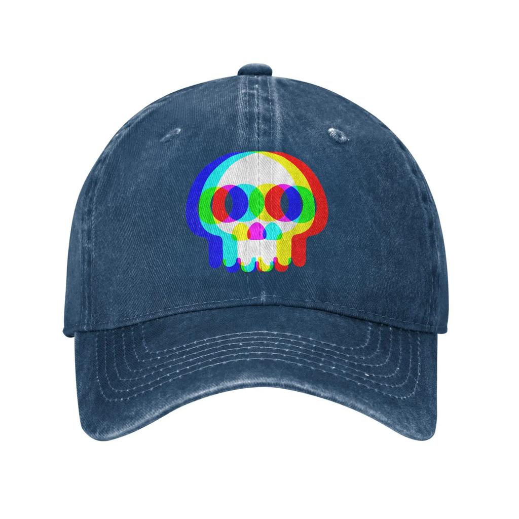 Funny Skull Trippy Vaporwave Halloween Baseball Caps Retro Distressed Washed Techno Rave EDM Snapback Hat Outdoor Adjustable Hat