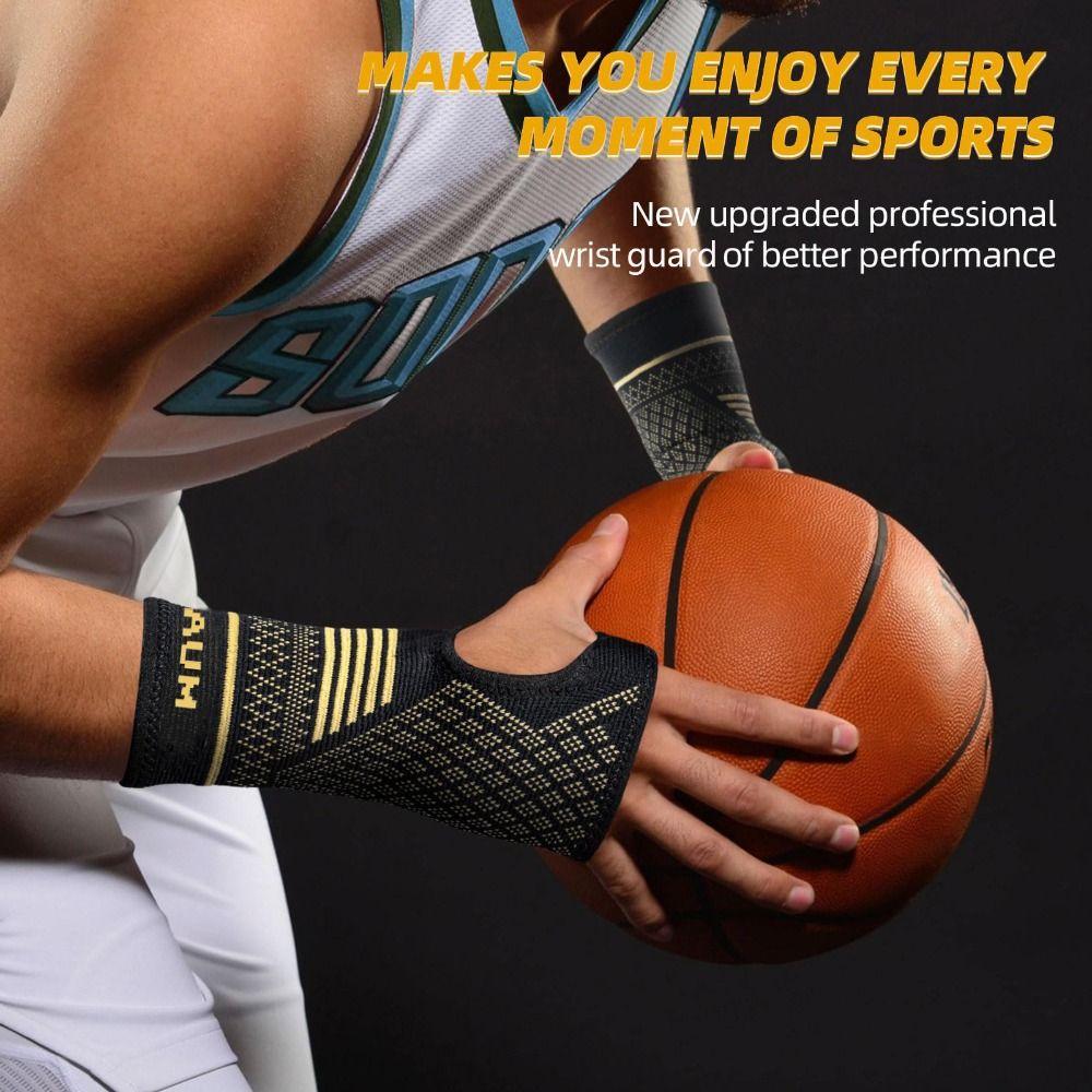 

1Pcs Elastic Sport Wrist Guard Joint Brace Wrist Sleeve Breathable Copper Fiber Bracer Badminton L чорний