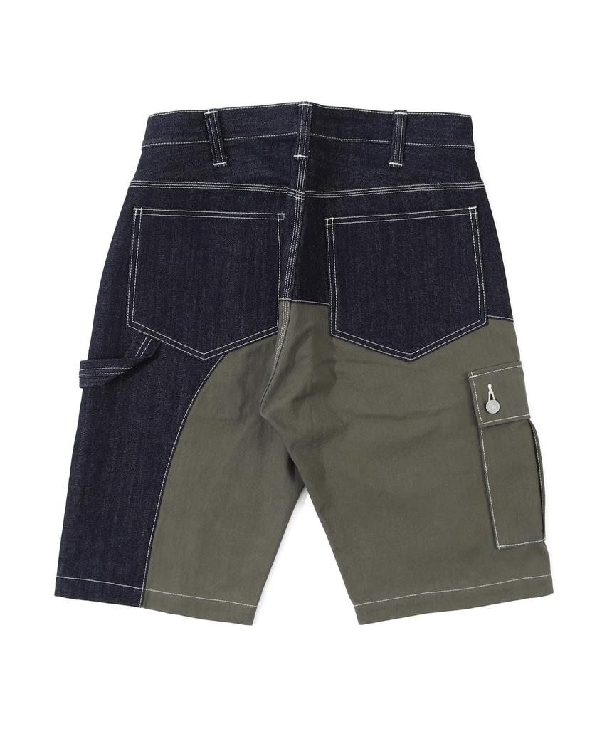 KOJIMA GENES Quarter Combo Shorts Men Made in Japan Okayama Denim Bottoms Half Pants One Wash Size 38 RNB-1429 INDIGO×KHAKI