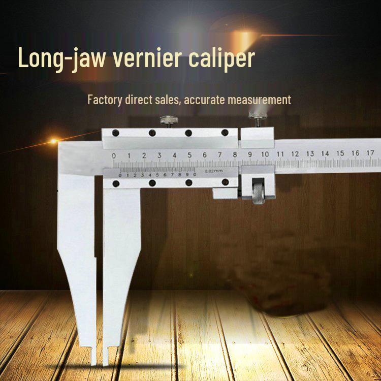 Shanghai Long Jaw Vernier Caliper - Extended Jaws 300/500/1000/1500mm, Oil-Marked Measurements 0-200mm Jaw Length 60mm