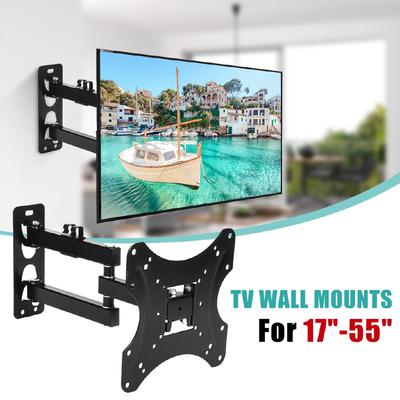 17-55 Inch Retractable 180 Degree Dual Arm Full Motion TV Wall Mount Tilt Swivels Screen Bracket Stand Plasma Holder