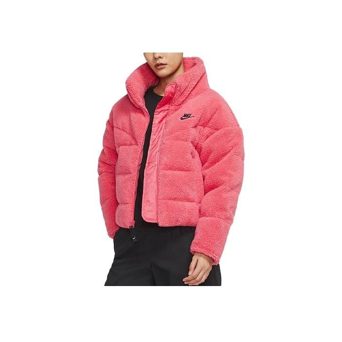 Nike Embroidered Logo Warm Lamb Fleece Sports Down Jacket Women Jacket Antique-Pink DD4655-622