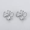 Niche Fashion Copper-Plated Platinum Drop Glaze Flower Inlaid Geometry Square Zircon S925 Silver Needle Stud Earrings Women