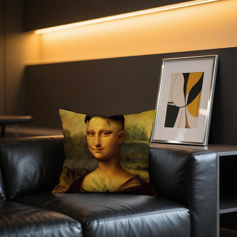 Mona Lisa Smile Art Funny cushion cover Comfortable and soft bedding skin friendly leisure sofa car office pillowcase