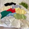 Kids Cotton Short Sleeve T Shirt Solid Summer Basic Top for Boys and Girls
