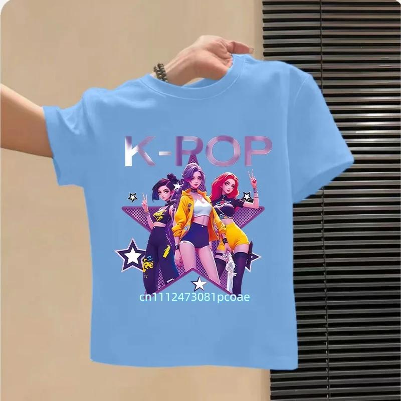 Kpop Childrens T Shirt Cartoon Graphic Short Sleeve Summer Comfortable Top Funny Gift for Fans Harajuku TShirts Girls Clothes