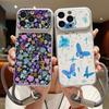 Oil Painting Flower Leather Lanyard Case For iPhone 18 Pro Max 17 16 15 14 13 Pro Max Luxury Hybrid TPU+PU Anti-skid Soft Phone Cover