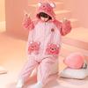 Girls Warm Coral Fleece Pajama Set With Feet Winter Sleepwear Toddlers 3-8 Years Soft Cozy One-Piece Sleepsuit