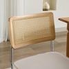 Mid Century Modern Dining Chairs Set of 2, Velvet Accent Chairs with Natural Cane Back & Stainless Chrome Base, Golden Color, DE1851BG