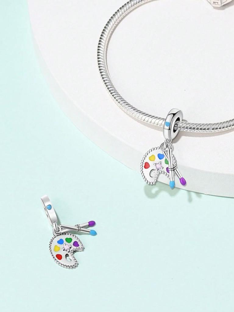Charms Plata Artist'S Palette Oil Paints Beads Charm Copper Plated Fit Charms Original Bracelet For Jewelry Making Diy Charm