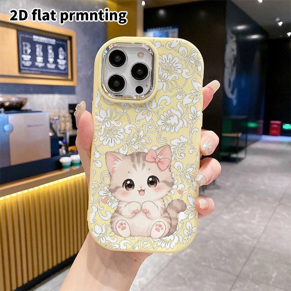 Phone Case: 2D Flat Design Suitable for iPhone 18, 17, 16, 15, 14, 13 Pro Protective Case, Couple Style, Bow-knot Little Kitten, Christmas and Hallowe