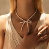 Fashion Handmade White Pearl Bowknot Pendant Necklace for Women Elegant Bow Beads Chain Choker Aesthetic Jewelry Gift