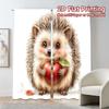 Set Of 2 Flat Printing Curtains Without Rod Hedgehog Apple Chic Window Treatment Versatile Polyester Fabric Made
