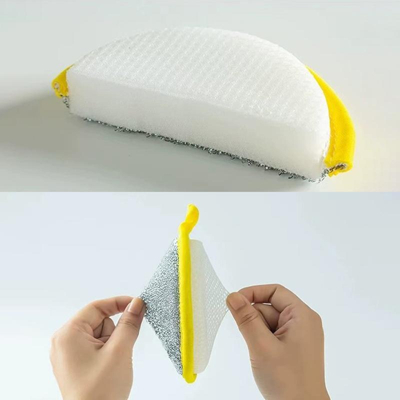 5pcs Dishwashing Sponge Non-stick Oil Brush Pot Dishwashing Cloth Sponge Wipe Double-sided Cleaning and Decontamination Magic Wipe