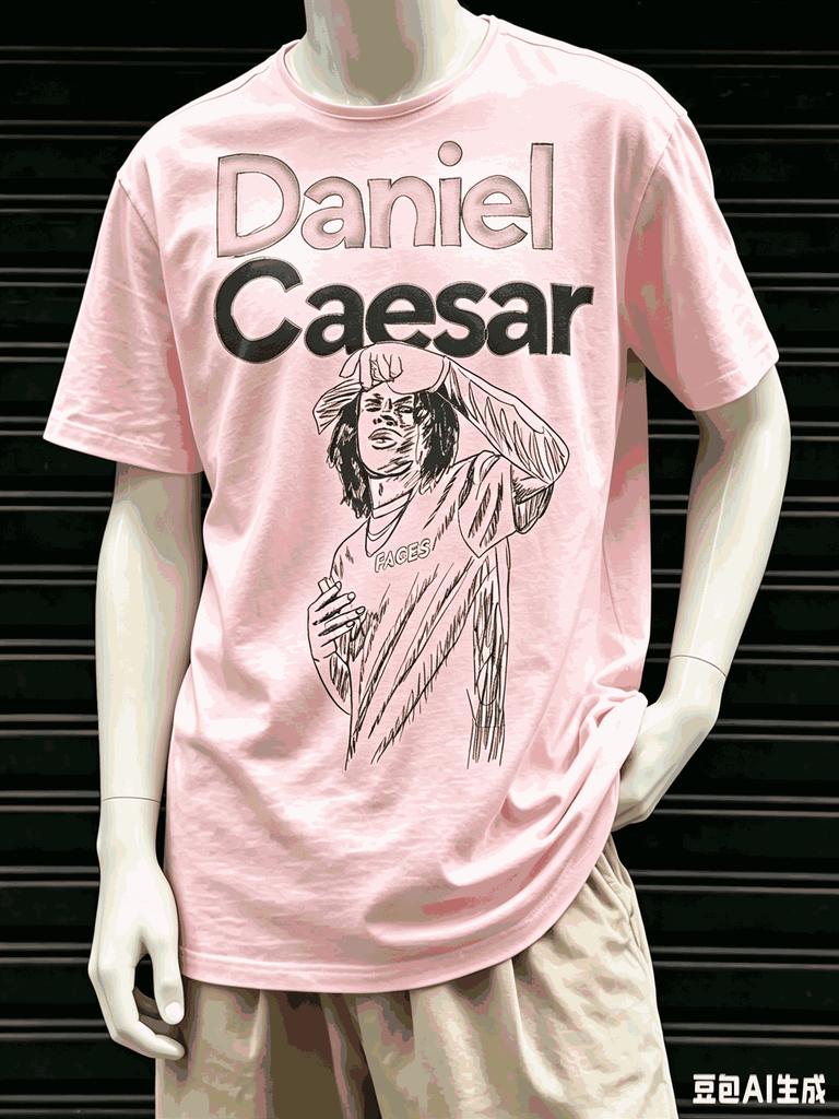 T-shirt Oversize Stampata Daniel Caesar Cotone Premium Delicato sulla Pelle Girocollo Manica Corta Top Unisex Comodo Prodotto Caldo