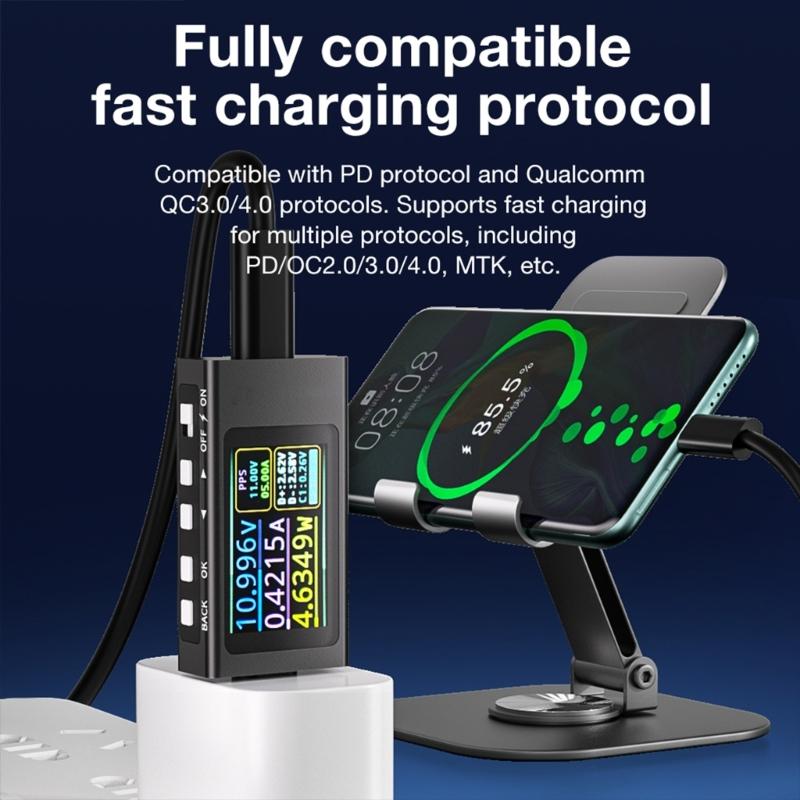 Multifunction Digital Voltage Current Meter For USB C Devices Data Display Digital Ammeter Voltmeter Aluminum Case