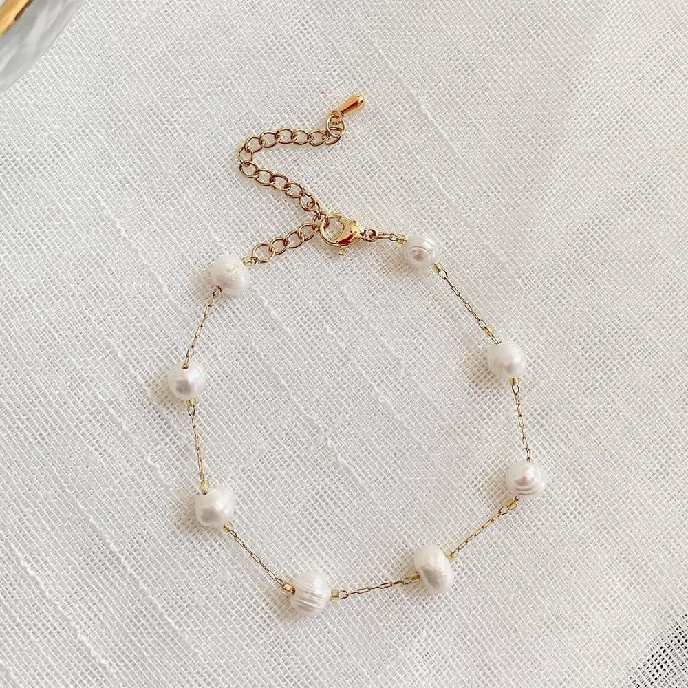 Колье-чокер из нержавеющей стали с натуральным пресноводным жемчугом для женщин Свадебные украшения Картофельный барочный жемчуг Колье для женщин Подарок