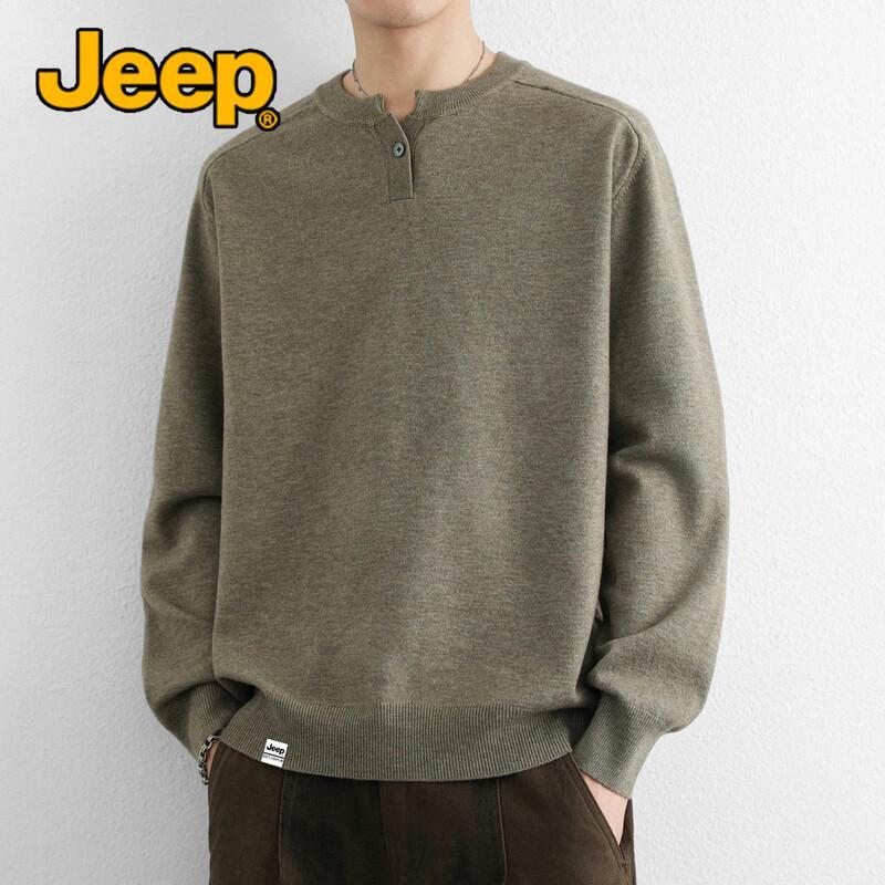 Jeep Мужской повседневный вязаный свитер в американском стиле с воротником-хенли