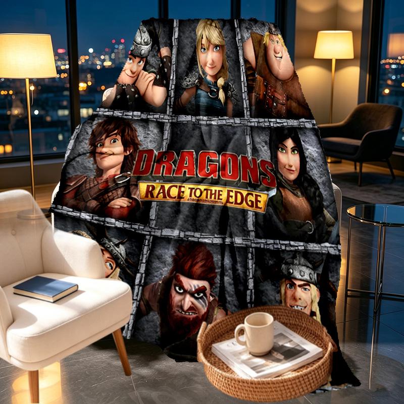 How to Train Your Dragon Print Blanket - Soft & Comfortable, for Bedroom, Travel, Sofa, Home Decoration - Birthday Christmas Gift for Friend