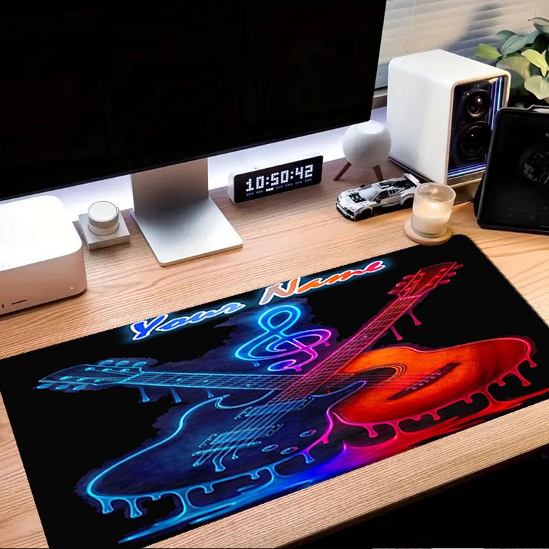 1PC Custom Name Neon Guitar Melody Mouse pad, keyboard and mouse desk pad, for computer notebook Birthday Gift For Any Room Or Office