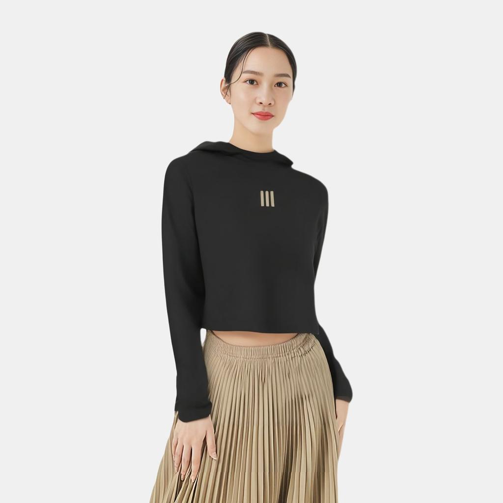 adidas X Fear Of God Athletics Base Layer Crop Hoodie Black Women Tops IN5899
