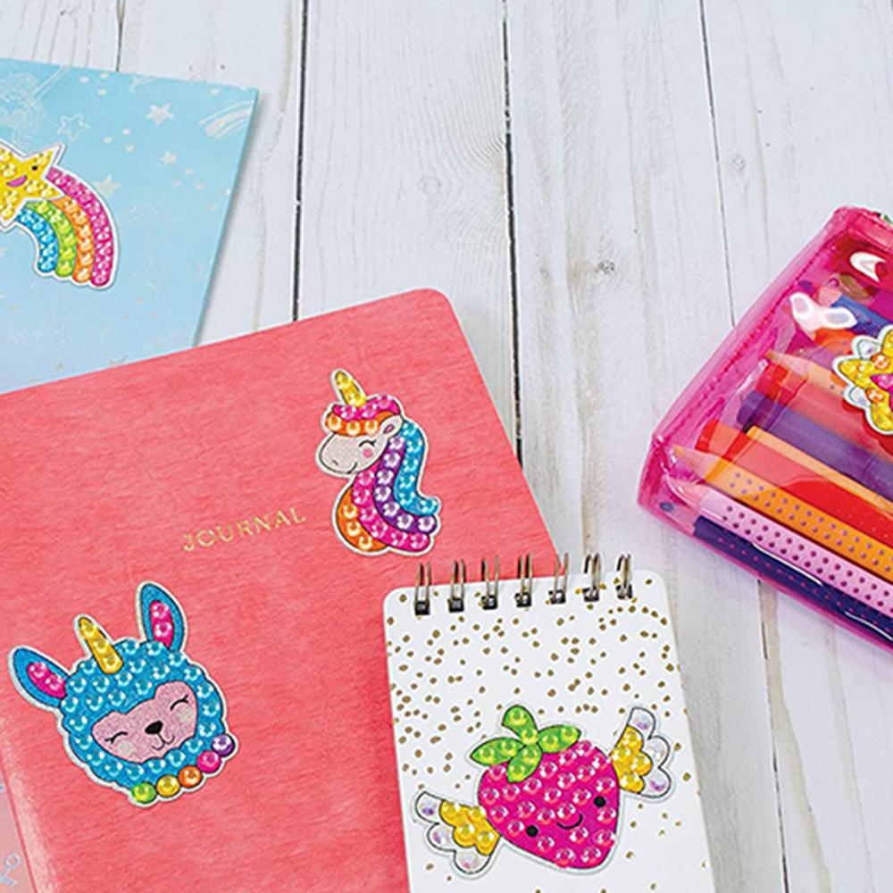 Kids Big Gem Diamond Painting Stickers Kit 12Pcs DIY Stickers Arts Cartoon Animal Diamond Painting by Numbers Arts Children Toys