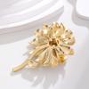 Metal Enamel Sunflower Brooch With Purple Crystal Rhinestone Corsage Pin Women Accessories