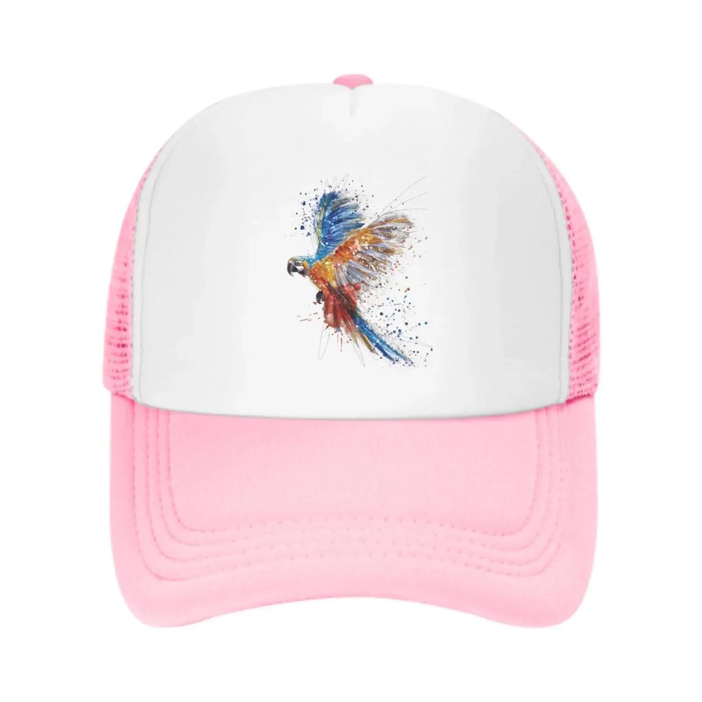 Colorful Bird Mesh Trucker Hats for Unisex Women Adjustable Casual Fashion Baseball Caps for Outdoor Activities