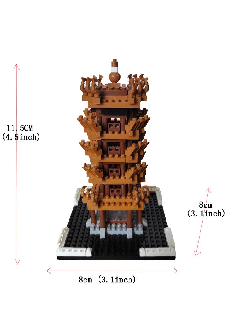 Knew Built Yellow Crane Tower of Ancient China Exquisite Building Blocks Construction Toy Optional LED Light Stunning Scenic