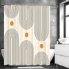 Modern Geometric Sun Arch Shower Curtain, Bathroom Decorative Shower Curtain, Waterproof Shower Curtain with Hooks