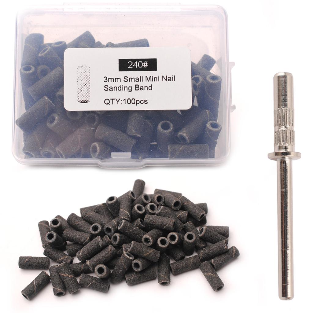 100pcs 3.1mm Mini Sanding Bands Kits Nail Drill Bits Mandrel Sets Electric Manicure Accessories Tool Dead Skin Remover nail file