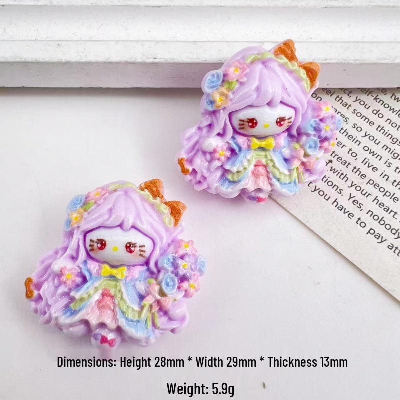 Cartoon Flower Fairy Resin Accessories: DIY Hair Clip & Keychain Trendy Ornament
