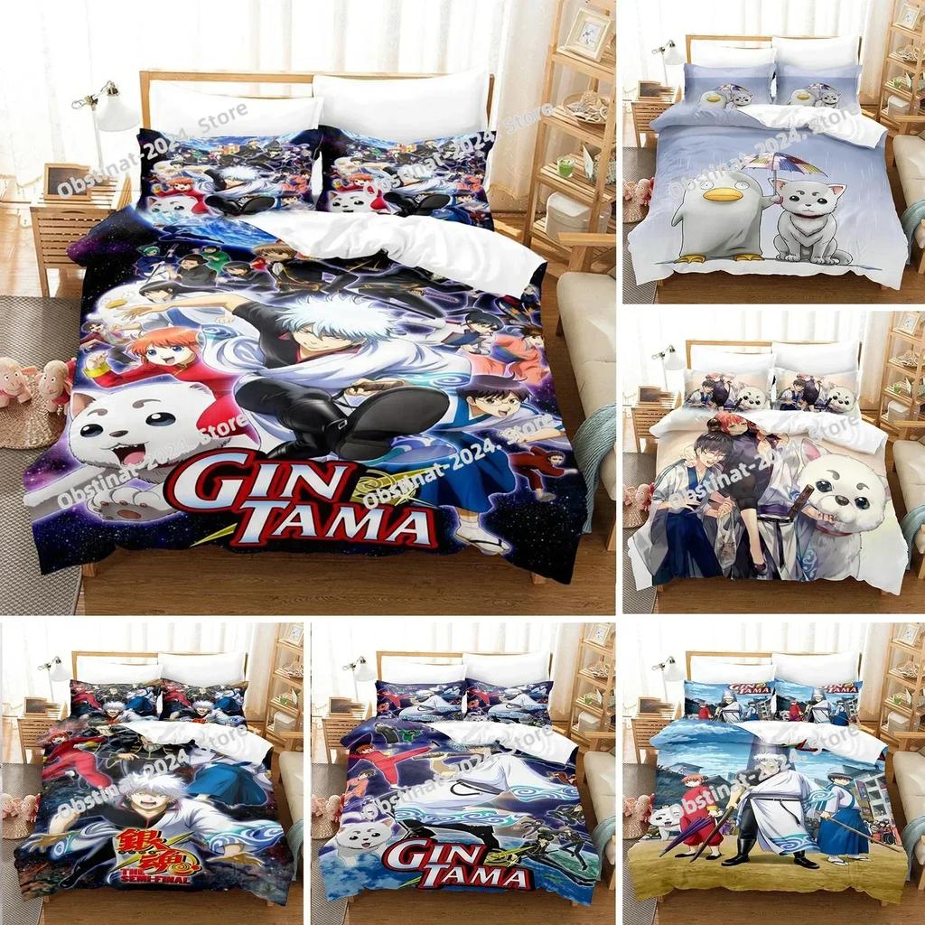 3D Gintama Anime Gintoki Sakata Bedding Set Printed Bed Set With Pillowcase Duvet Cover Soft Single Double Queen Super King Size